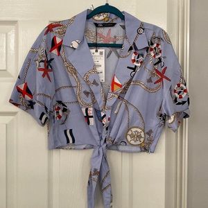Zara Nautical Crop Shirt